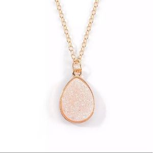 Gold Filled White Druzy Necklace
